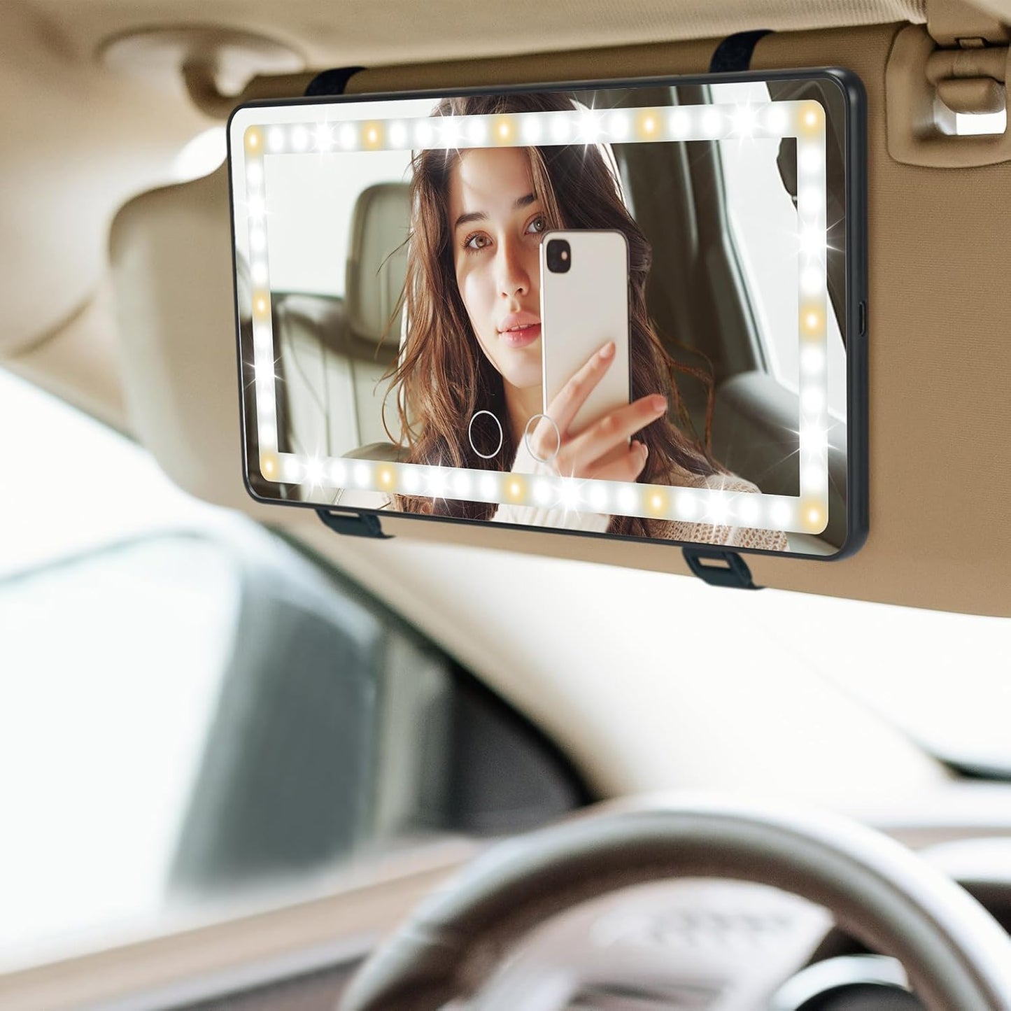 JOYTUTUS Rechargeable Light-up Car Vanity Mirror