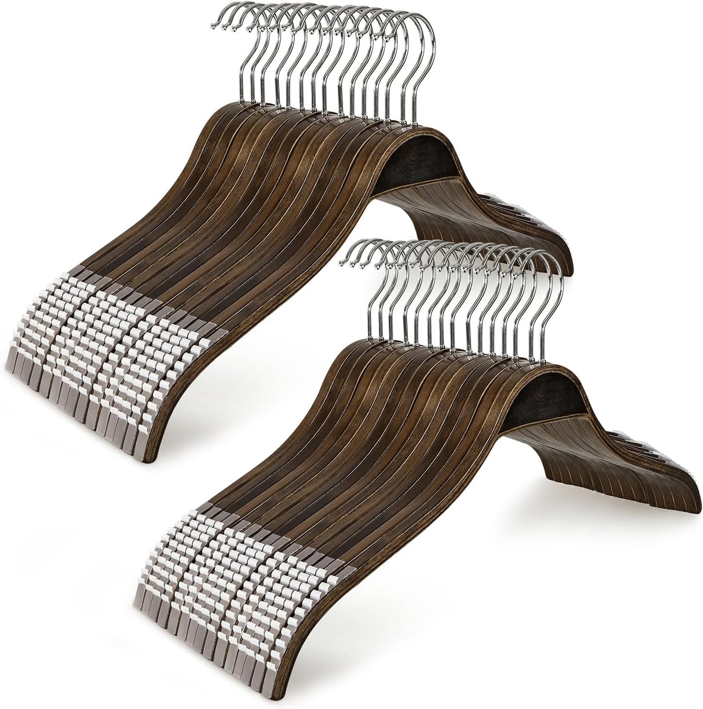 TOPIA HANGER Slim Wooden Hangers with Non-Slip Rubber Grips