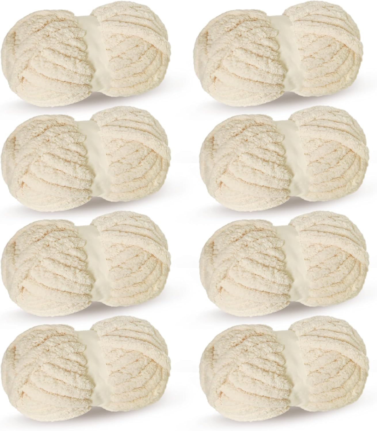 Light Beige Chunky Chenille Yarn for Crocheting and Knitting