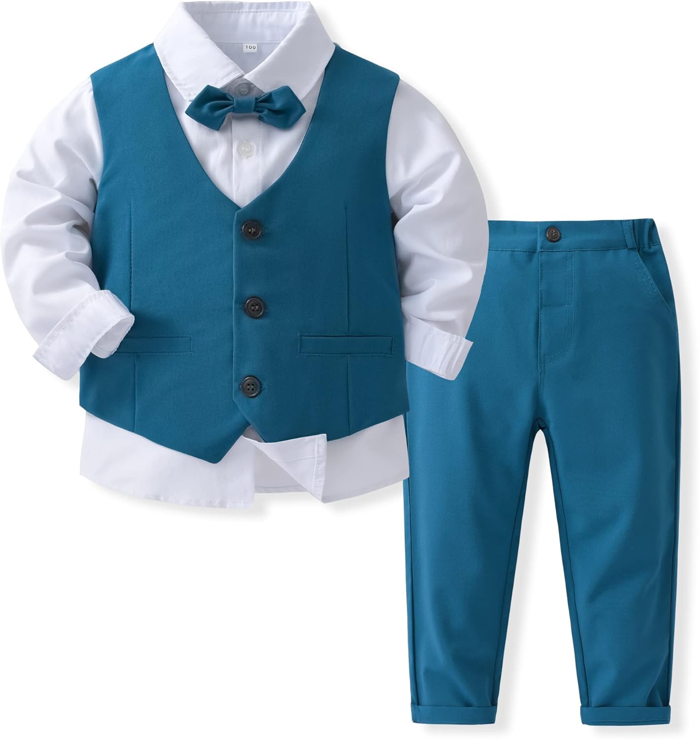 Boys 3Pcs Clothing Sets Cotton Long Sleeve Bowtie Shirts & Vest