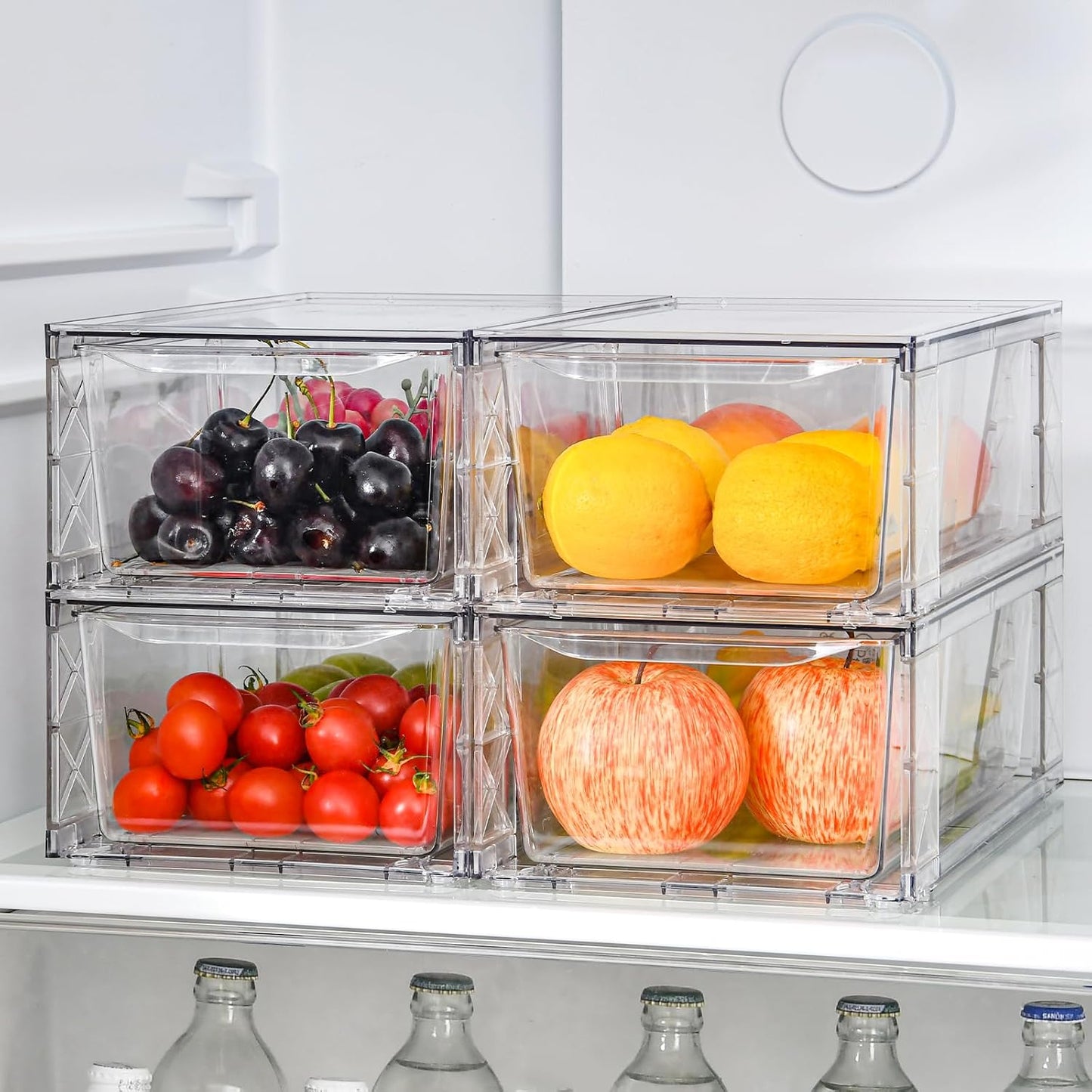 4Pack Clear Stackable Kitchen Storage Organizer for Pantry Use