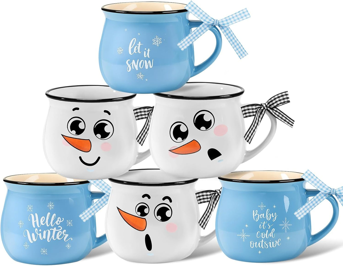 Zubebe Winter Ceramic Coffee Mugs Set for Holiday Decor