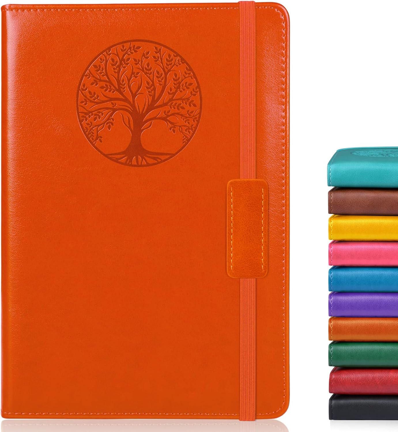 Premium Biuwory A5 Leather Journal - 256 Pages, College Ruled, Orange