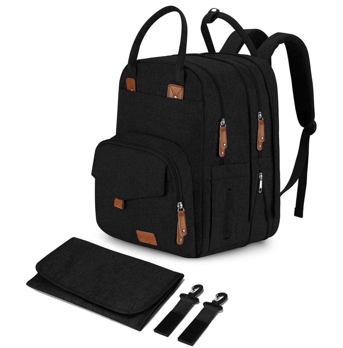 Large Expandable Diaper Bag Backpack for Twins - Unisex Black