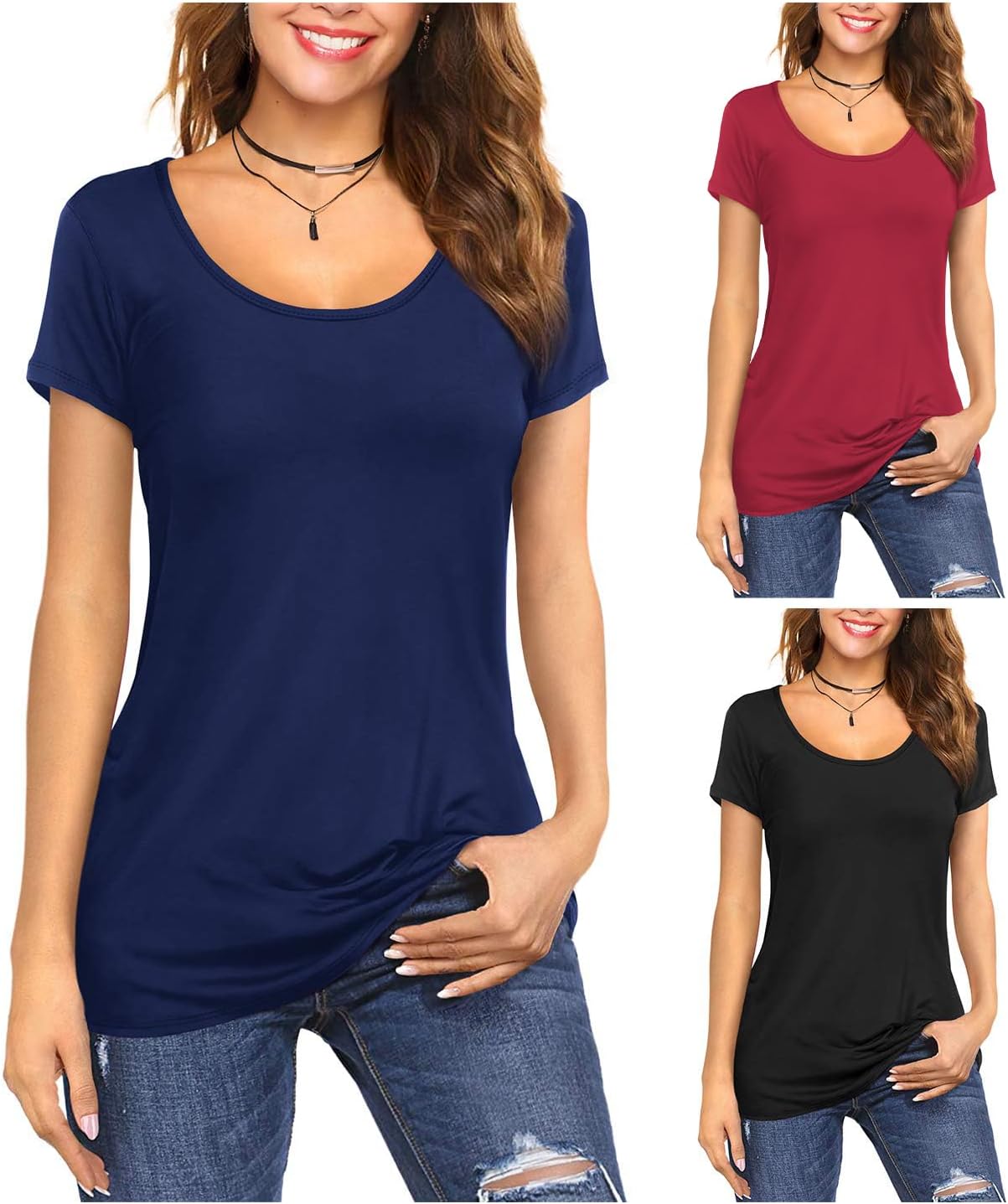 Amoretu Women's Scoop Neck Tees for Everyday Comfort and Style