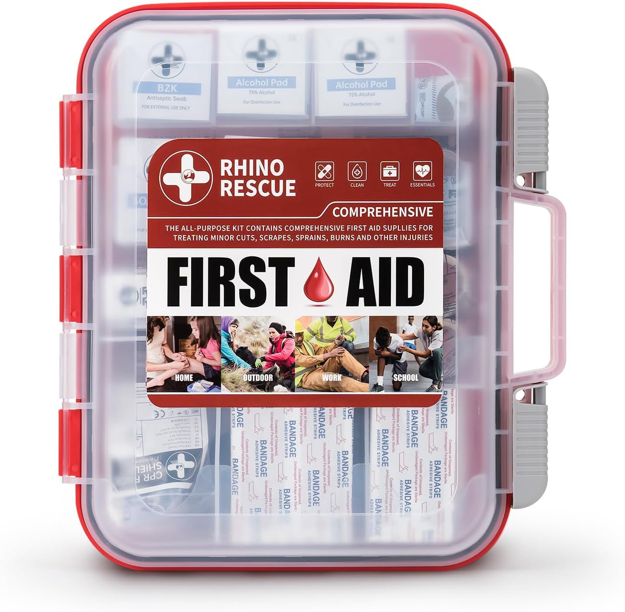 RHINO RESCUE 350 Pieces First Aid Kit for Home and Office