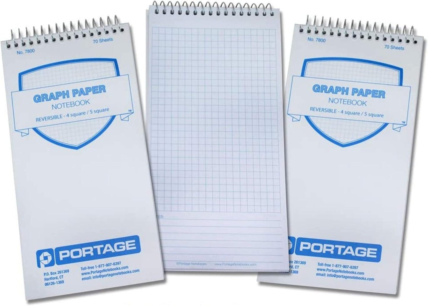 Portage Spiral Graph Notebook - Grid Paper, Extra Thick Cover