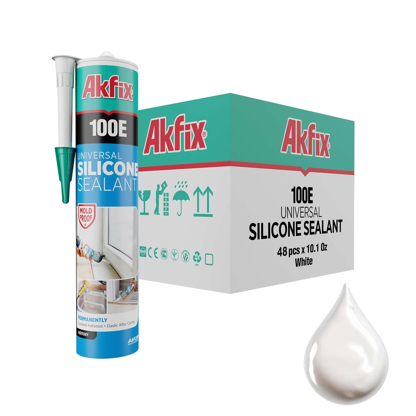 Akfix 100E RTV White Silicone Caulk for Kitchen and Bathroom