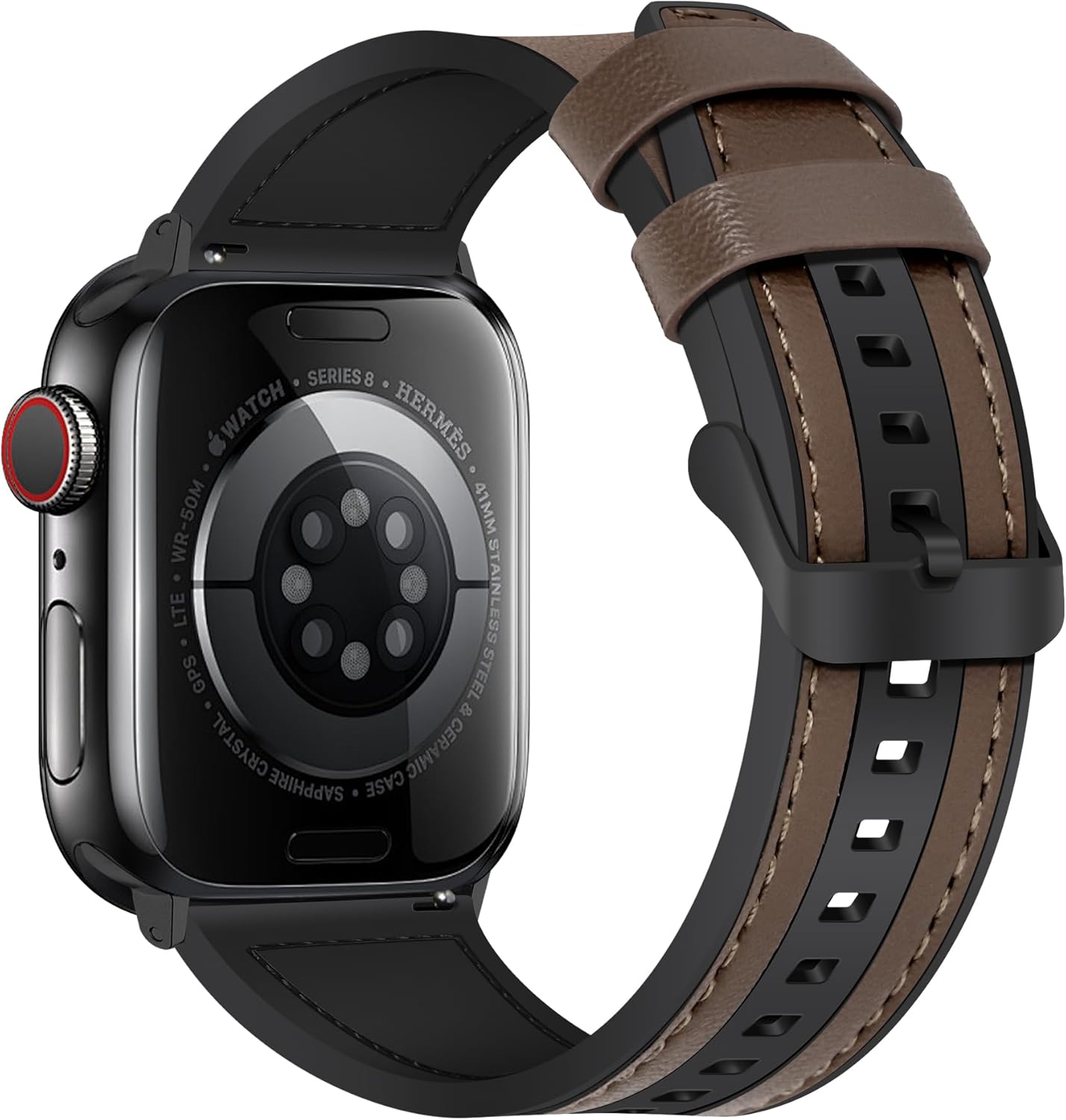 WestEagle Sweatproof Leather Apple Watch Band in Dark Brown