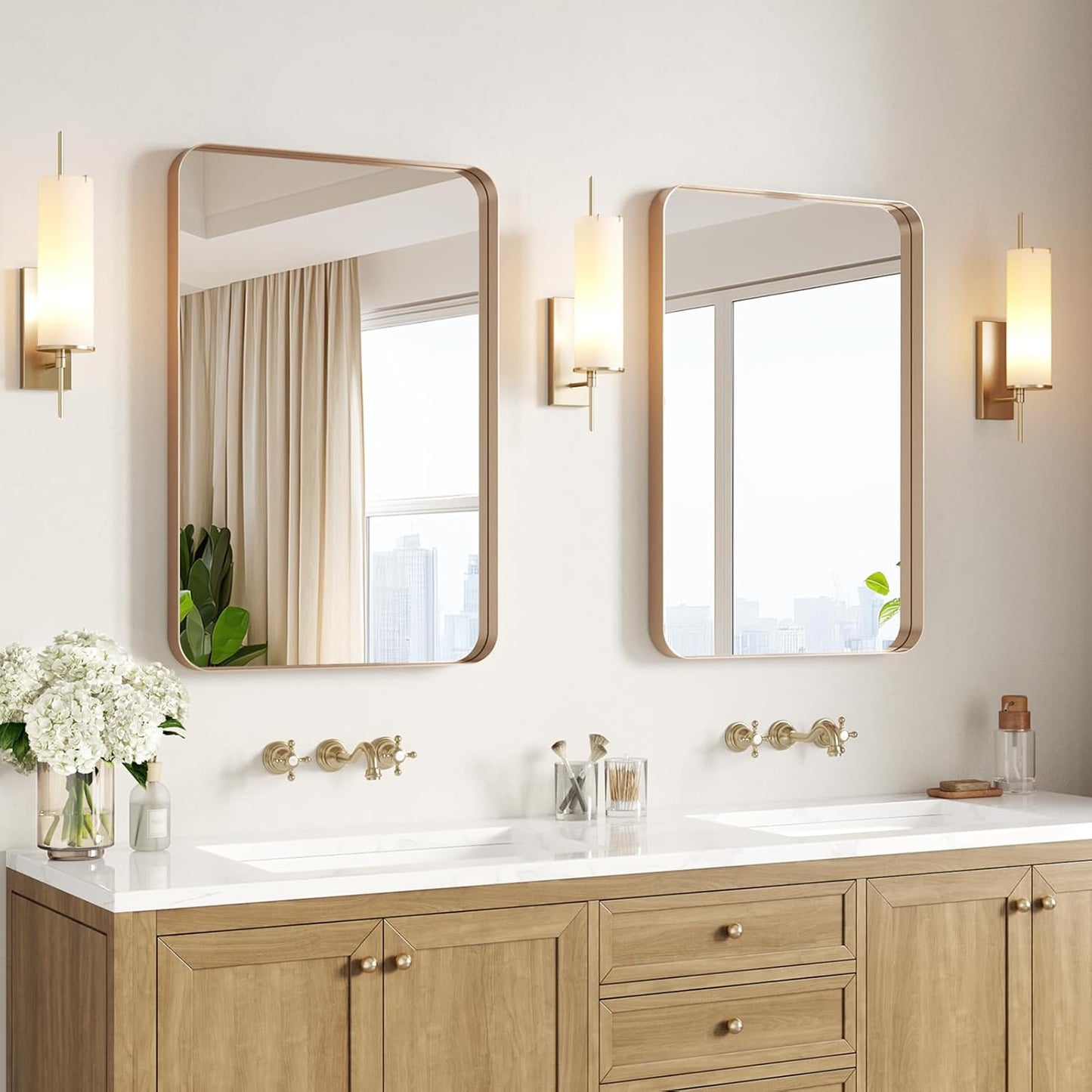 Brushed Gold Bathroom Mirrors 22x30 for Modern Decor