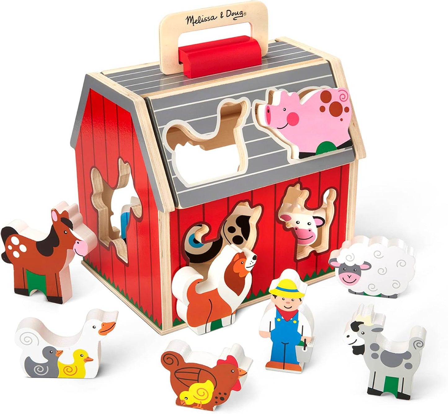 Melissa & Doug Wooden Barn Toy - Portable Farm Fun!