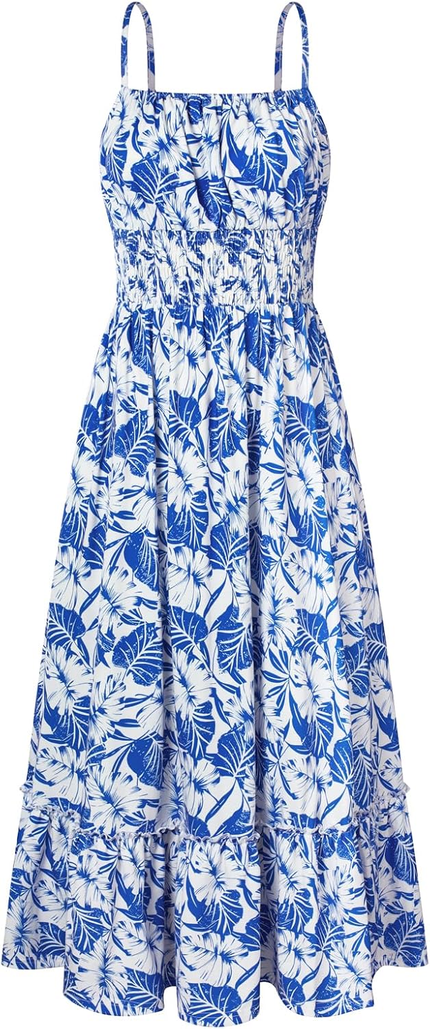 Summer Maxi Dress with Pockets for Women - Floral Boho Style