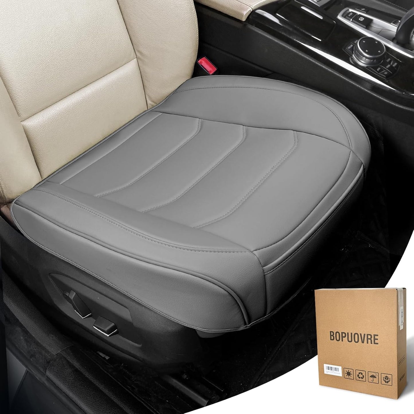 Premium PU Leather Car Seat Cover - Luxurious Comfort & Full Protection - Gray