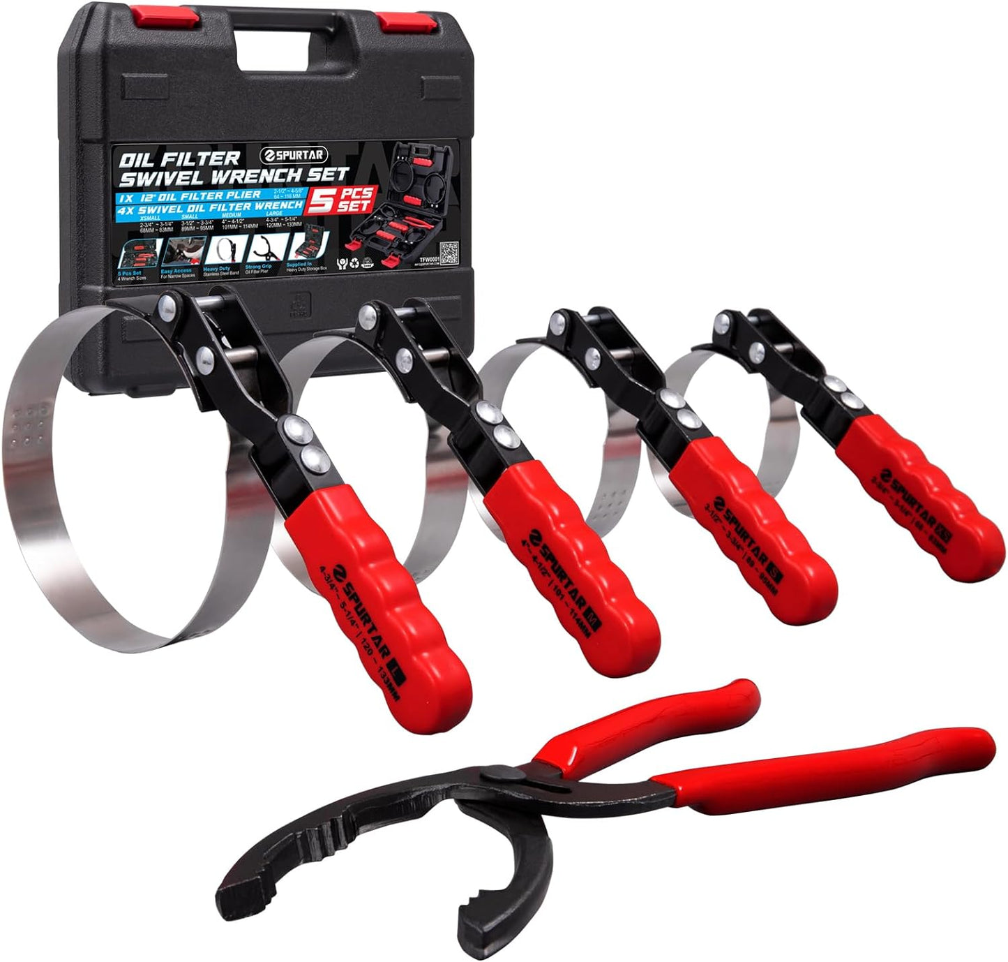 Swivel Oil Filter Wrench Set of 5 for Easy Auto Repair Tasks