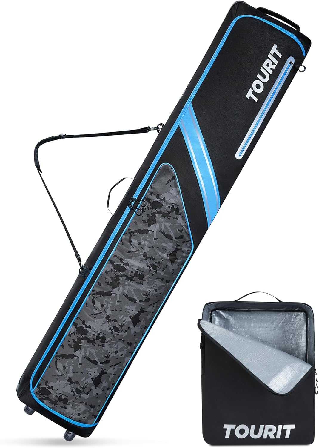 Tourit Wheeled Ski Bag - Protects Skis Effortlessly