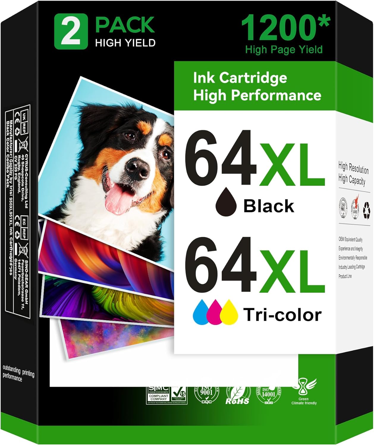 Palmtree Remanufactured Ink Cartridge for HP 64XL - 2 Pack
