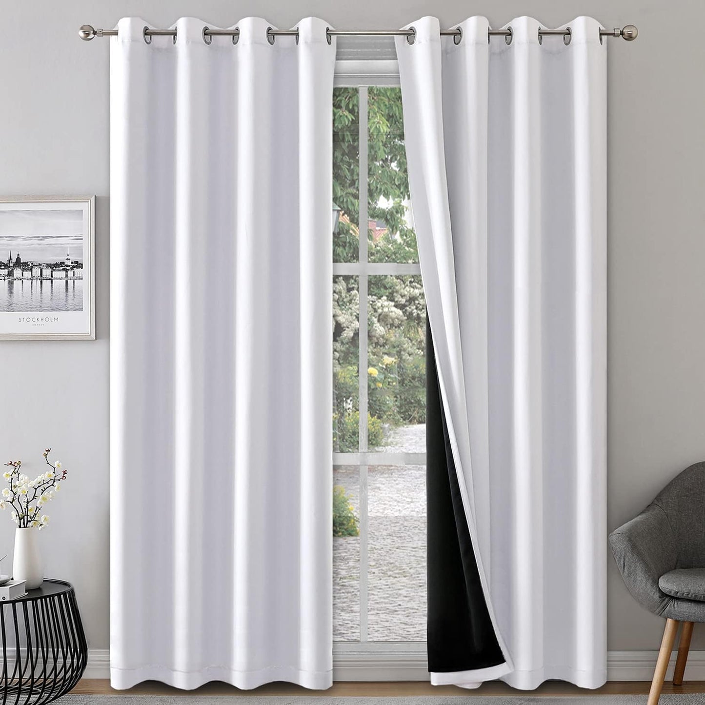 Total Blackout Curtains 2 Panels for Complete Darkness and Insulation