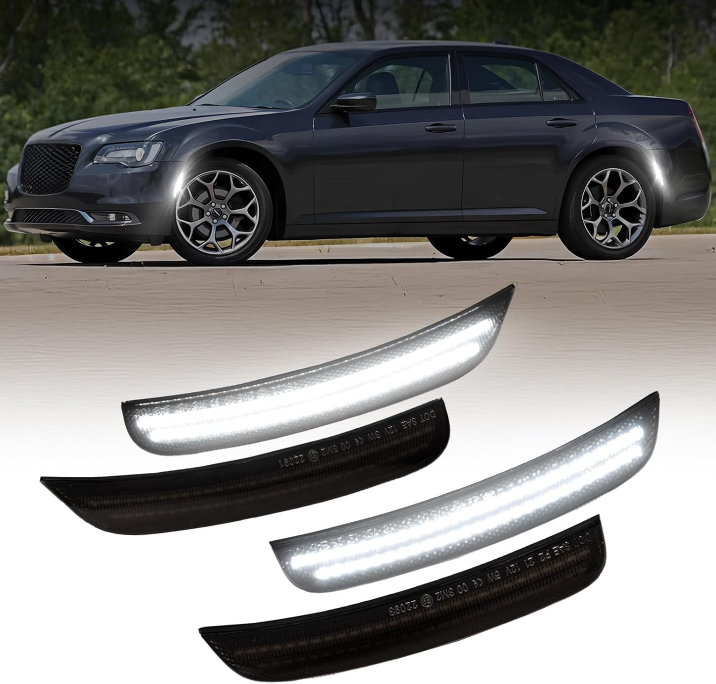 AUTOONE White LED Side Marker Lights for Chrysler 300 2015-2023