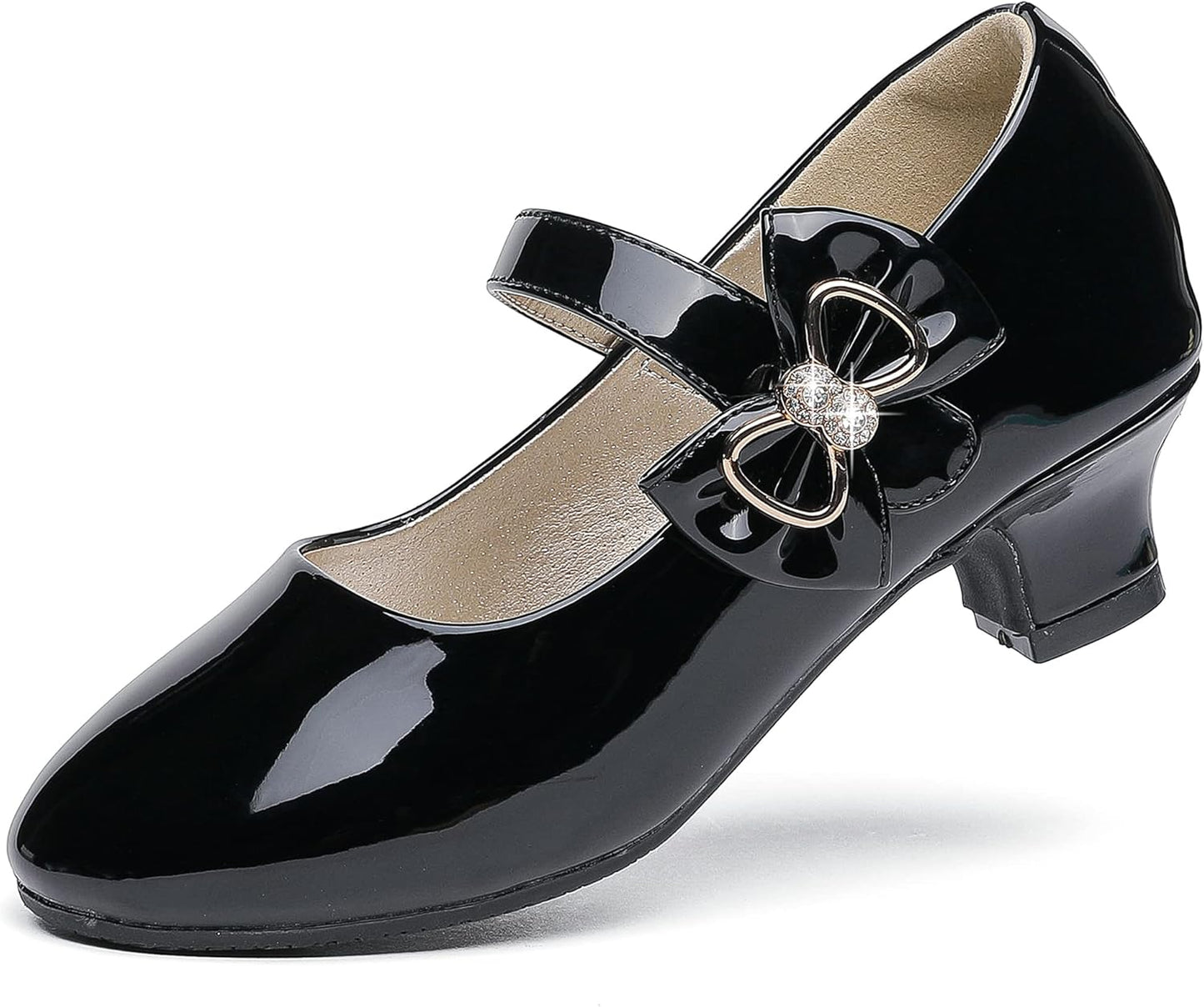 Dufannie Girls Dress Shoes Low Heel Princess Flats for Kids