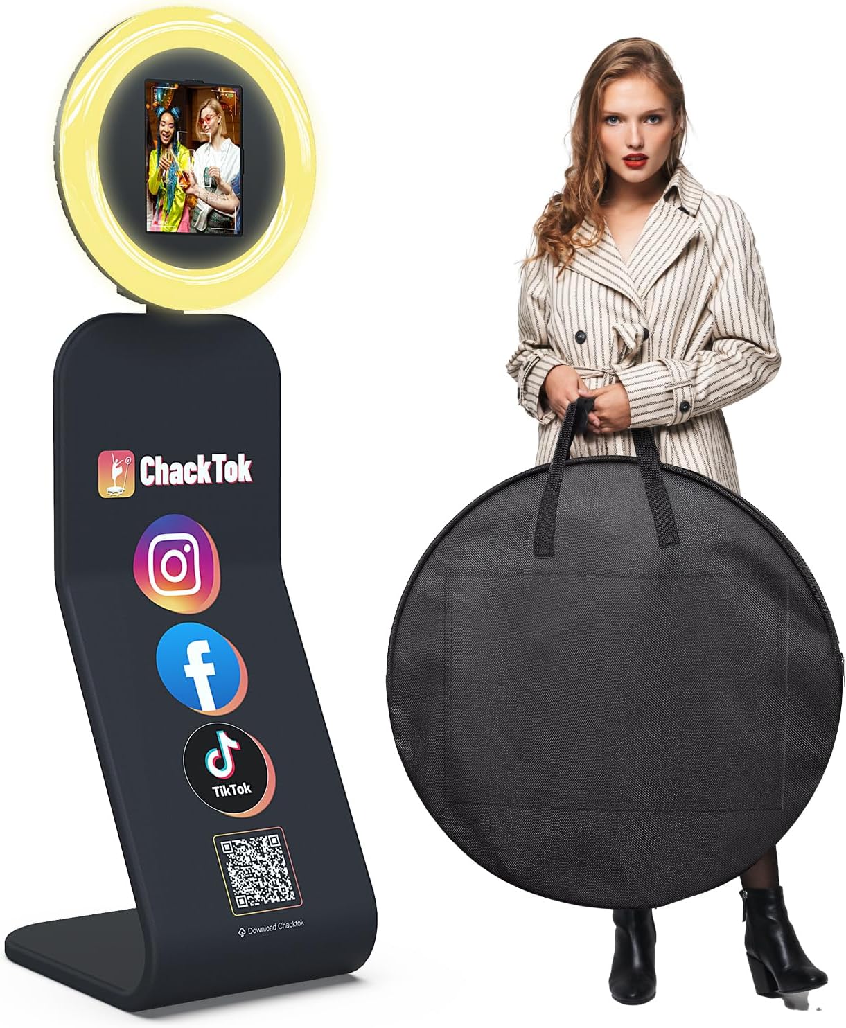 Portable Photo Booth Machine for iPad with Intelligent Lighting