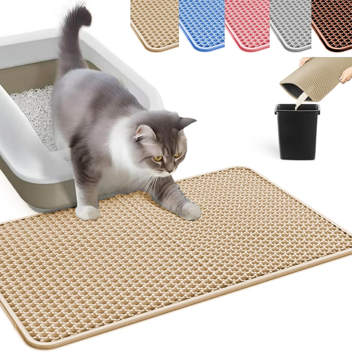 HCY&WLD Cat Litter Mat - Honeycomb Double Layer Design for Cats