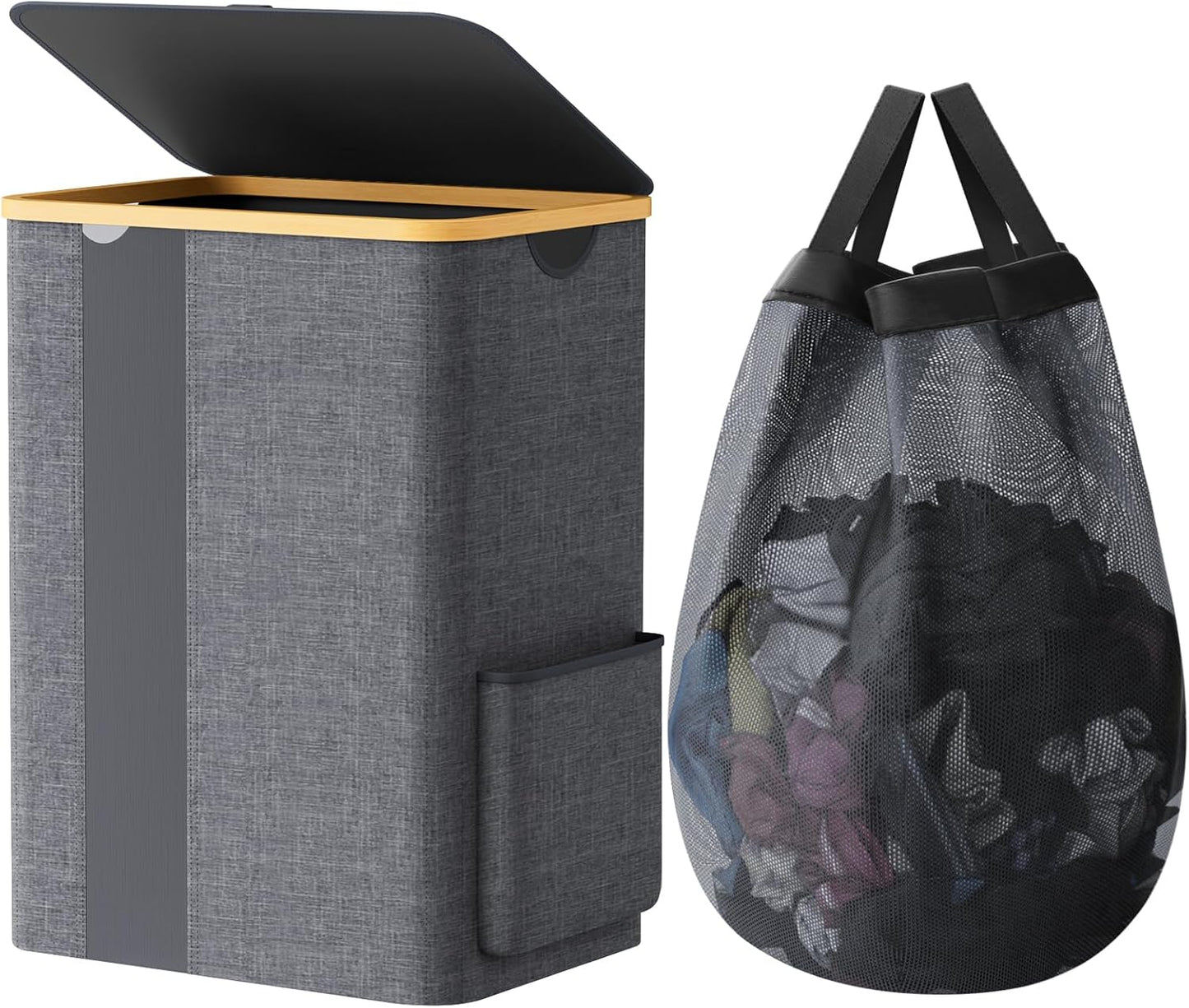 BlissTotes Laundry Basket with Lid - 80L Clothes Hamper