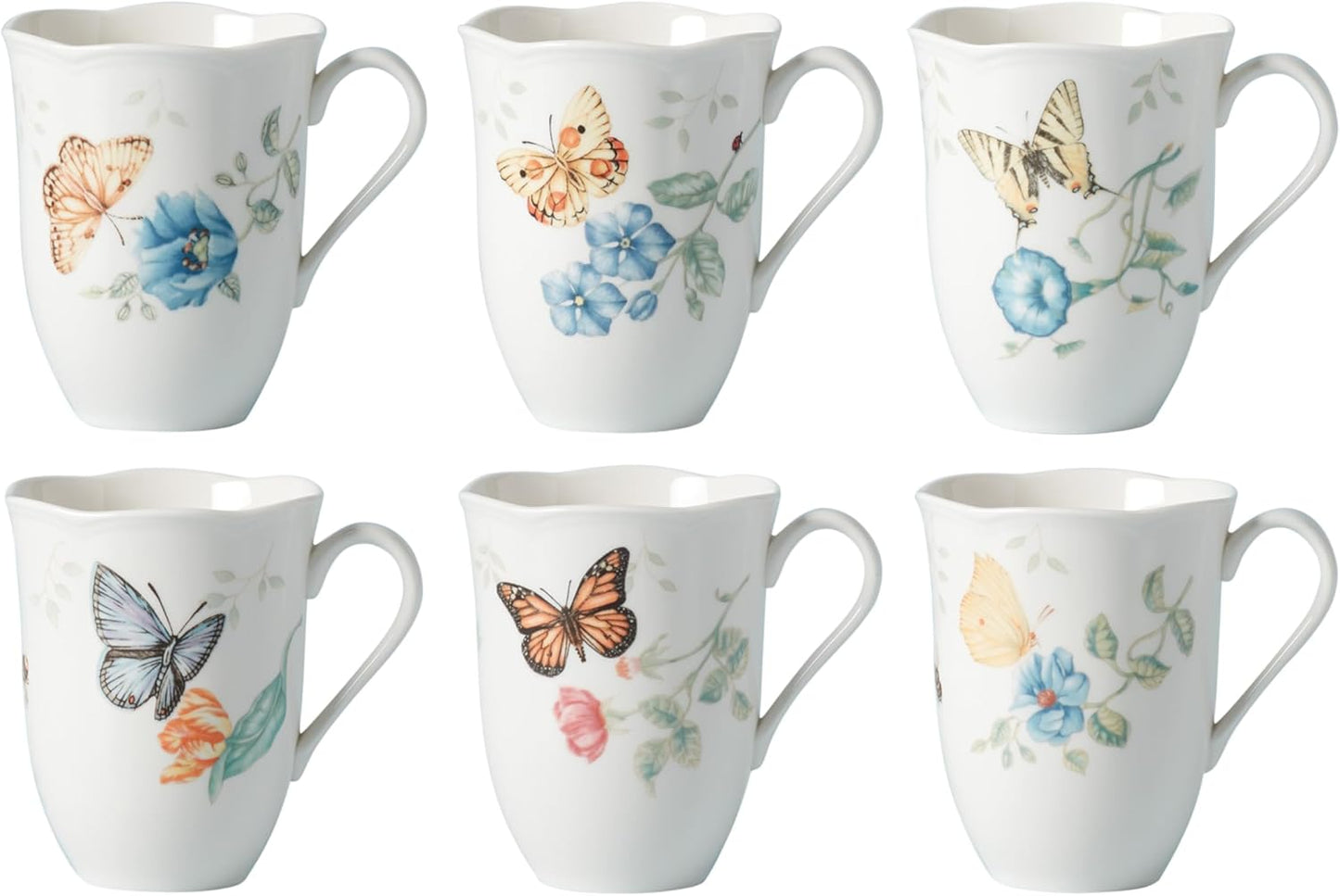Lenox Butterfly Meadow 6-Piece Mug Set for Elegant Dining
