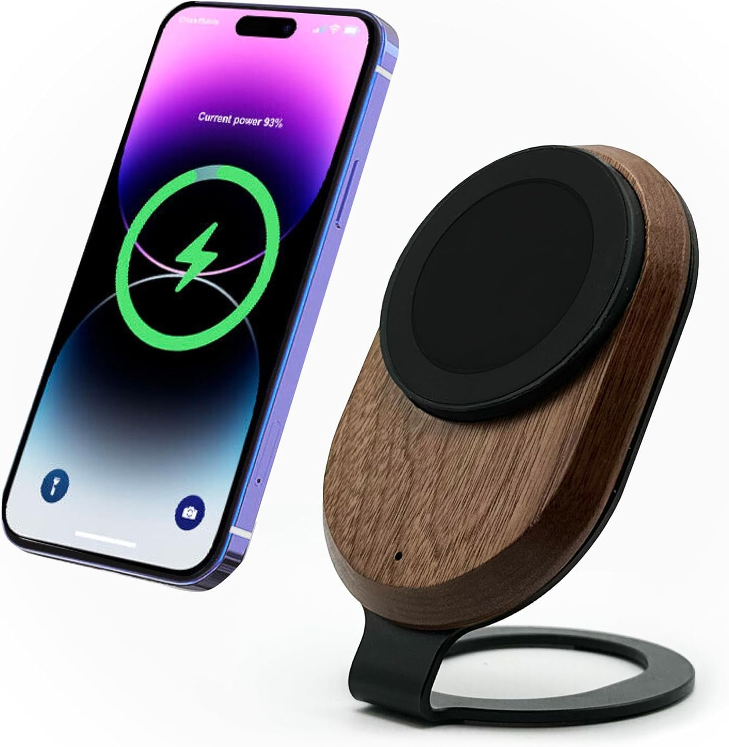 ARK Solid Wood MagSafe Wireless Charger Stand - 15W Fast Charging for iPhone & Samsung