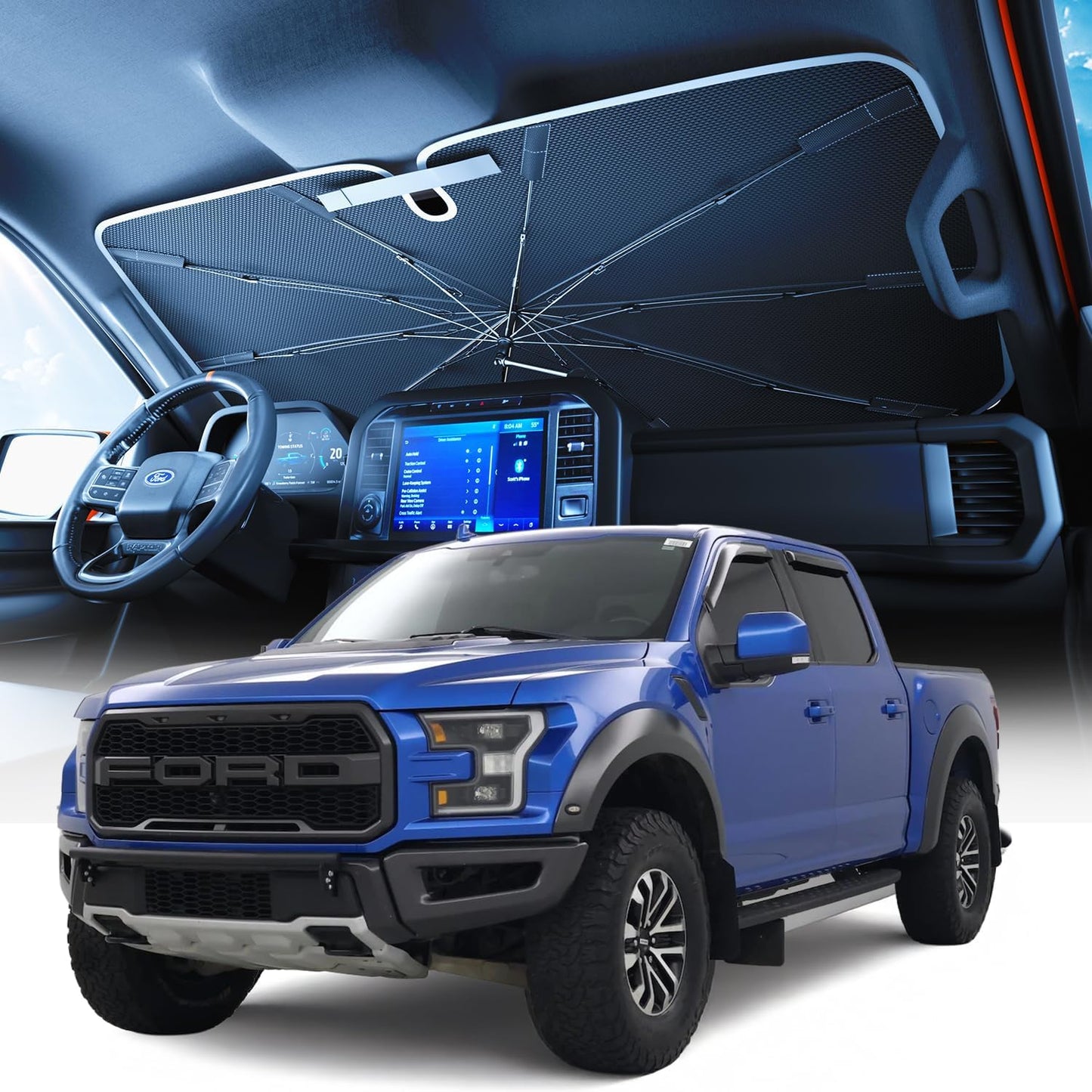 Weektic Truck Windshield Sun Shade for F-150 and Silverado