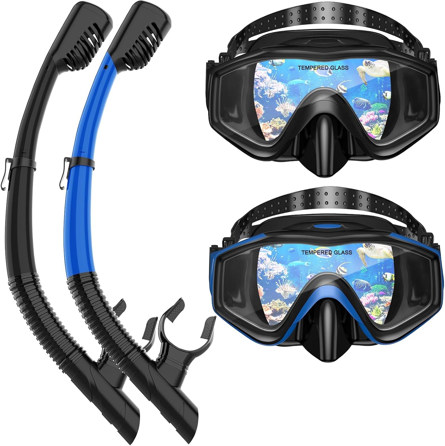 Anti-Fog Snorkel Set, Panoramic View, 2 Pack