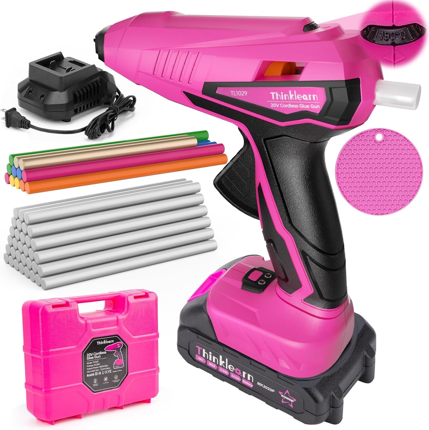 Cordless Hot Glue Gun with Adjustable Temp for DIY Projects