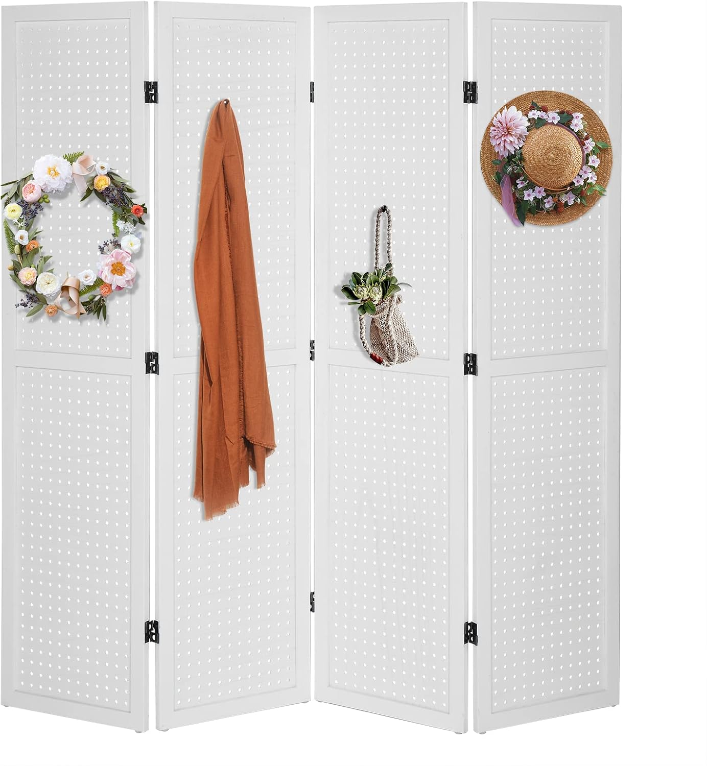 Bonnlo 4 Panel Pegboard Freestanding Display Board Organizer