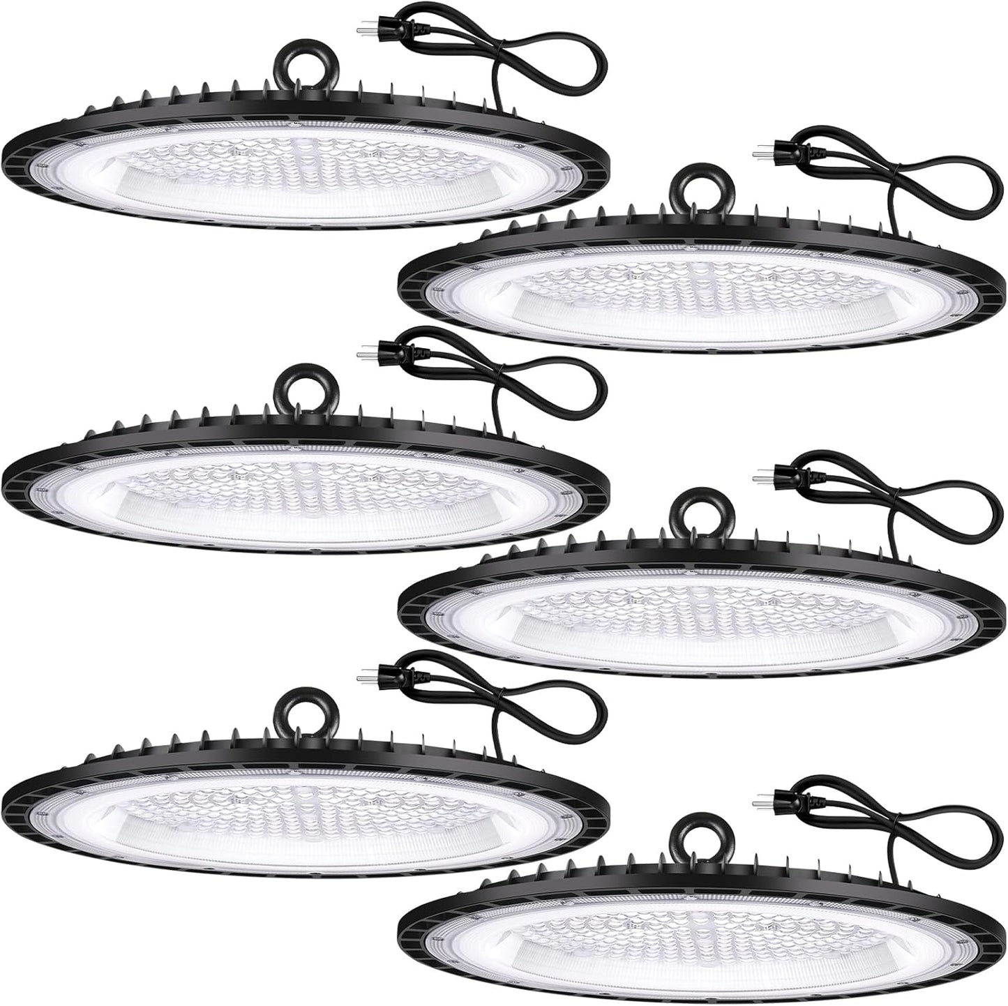 200W UFO High Bay Light Fixture for Commercial Use - 6 Pack