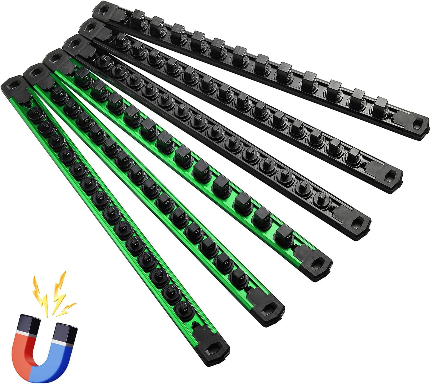 Magnetic Socket Organizer with 80 Clips for Tool Storage