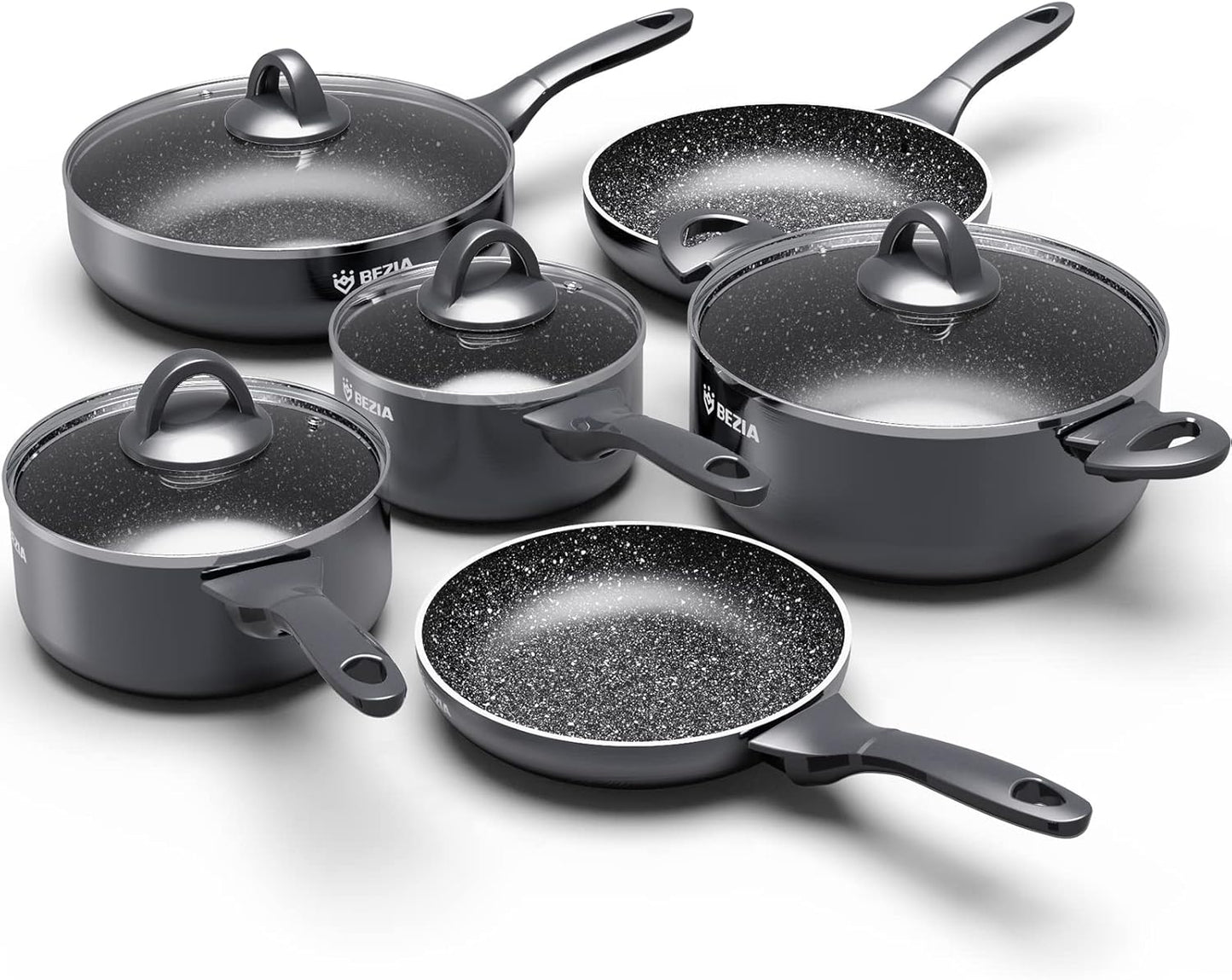 BEZIA Induction Cookware Pots and Pans Set 10 Piece