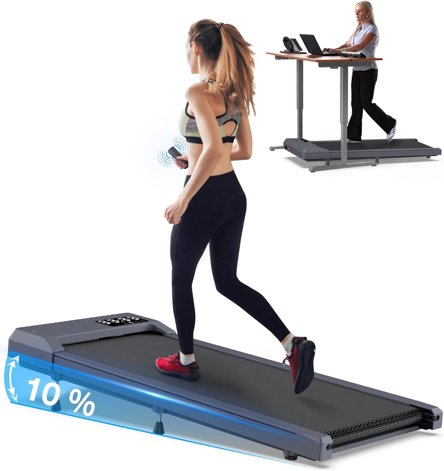 WELLFIT Incline Walking Pad Treadmill - Compact & Voice Controlled