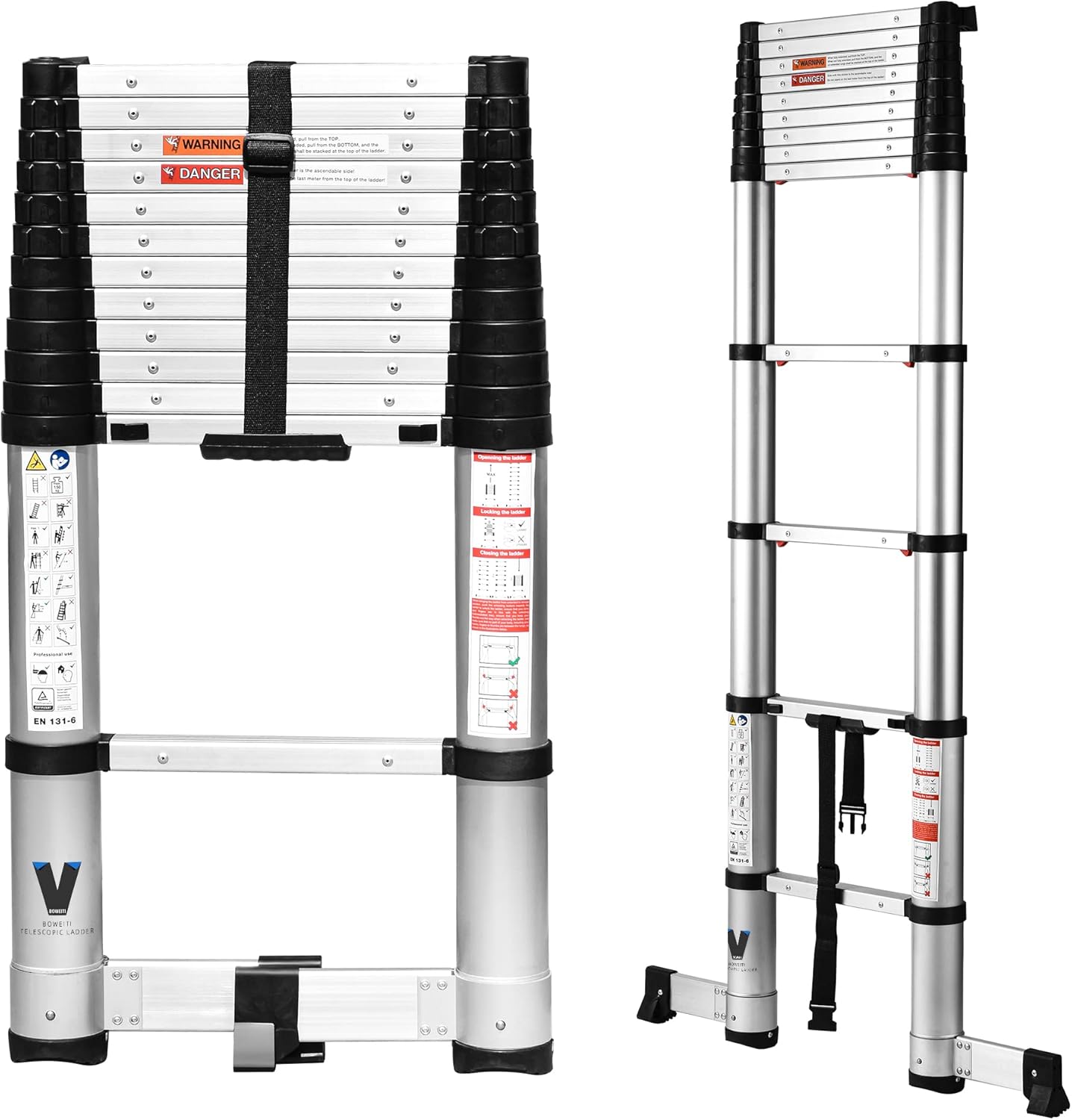 Telescoping Ladder 12.5FT for Home and RV Use with Safety Features