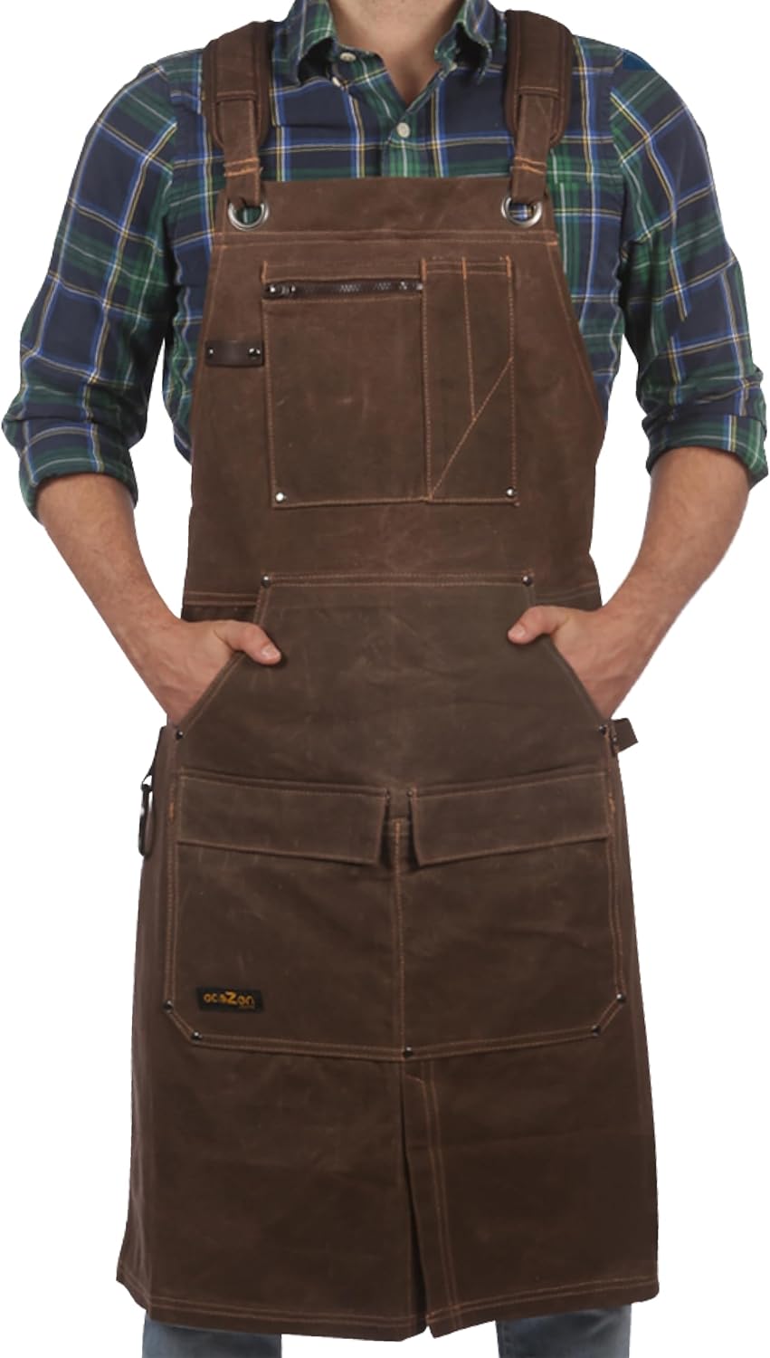 ecoZen 16oz Waxed Canvas Work Apron - Durable and Adjustable