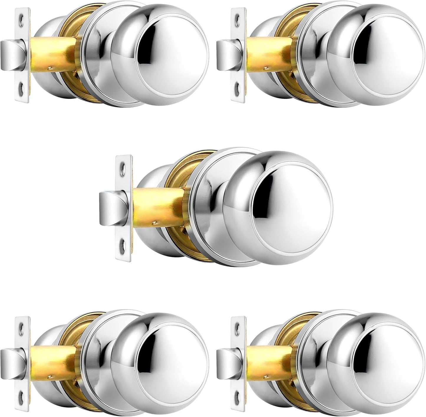 Probrico Polished Chrome Passage Door Knobs for Interior Doors