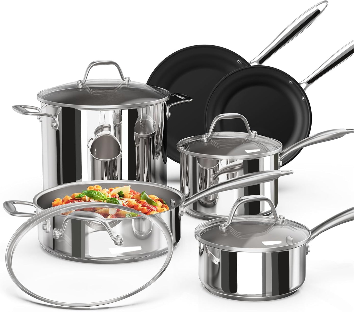 Stainless Steel Pots and Pans Set 10 Piece Cookware Set