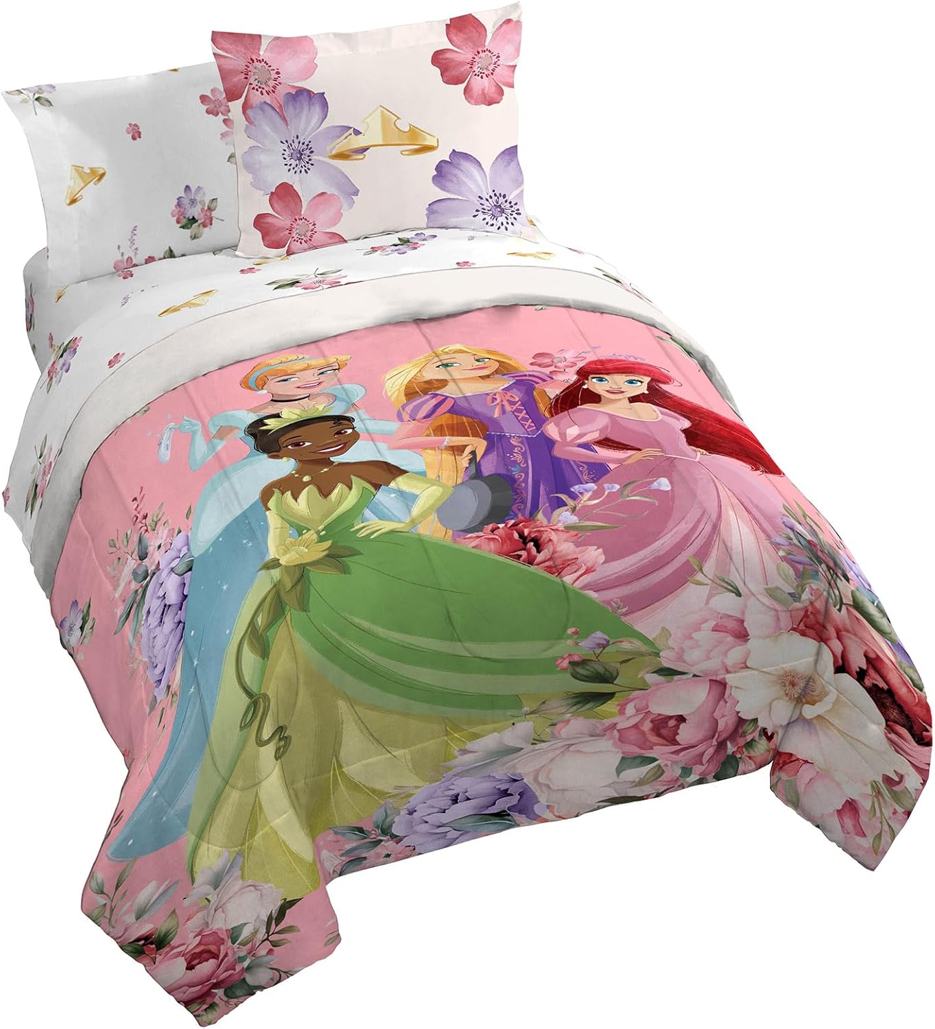 Disney Princess King Size Comforter Set for Kids - 7 Piece Bedding