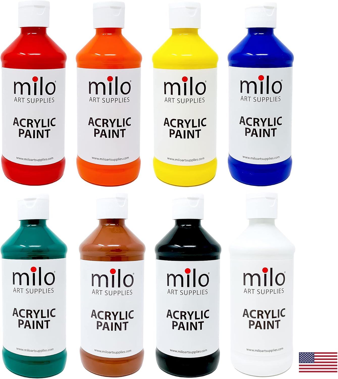 Milo Acrylic Paint Set of 8 Colors for Vibrant Art Projects