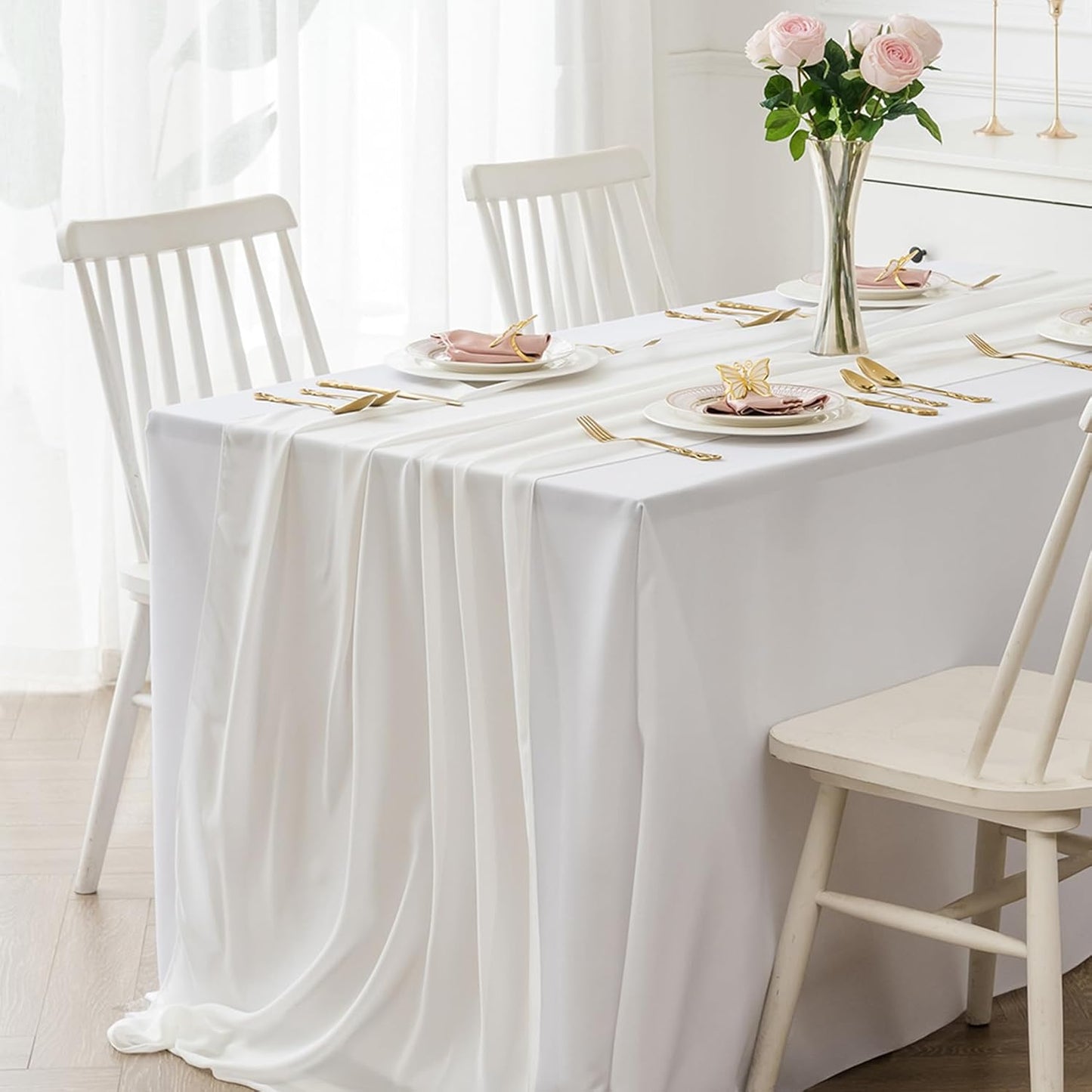 12 Pack Ivory Chiffon Table Runners for Elegant Events