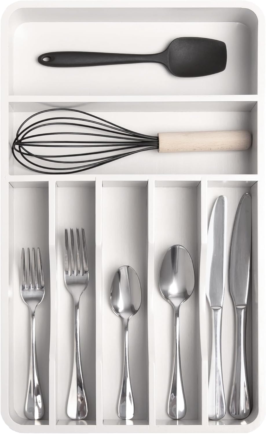 KitchenEdge Silverware Organizer for Kitchen Drawers - Bamboo Design