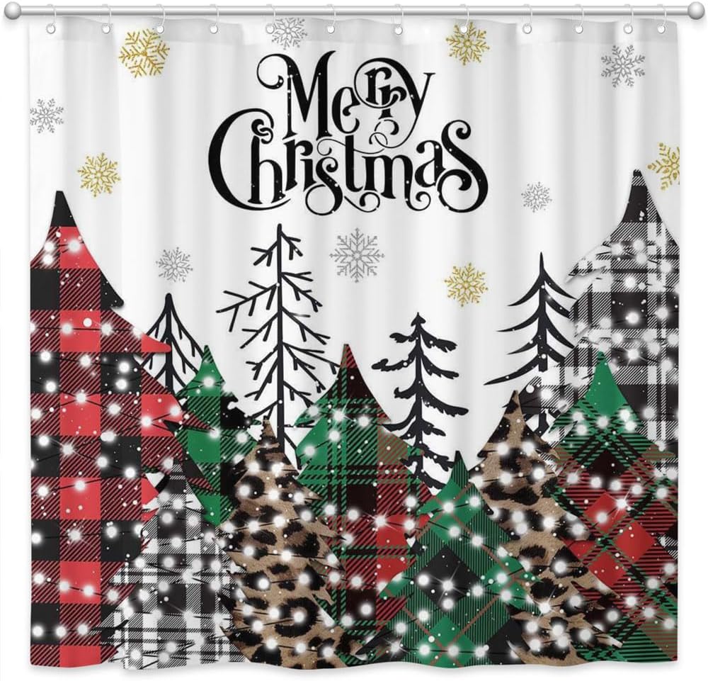 Glittering Christmas Joy Shower Curtain Set