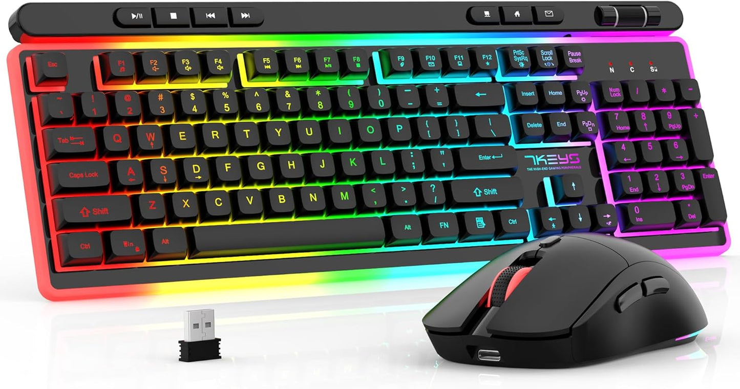 Wireless Keyboard and Mouse Combo with RGB Backlight for Gaming