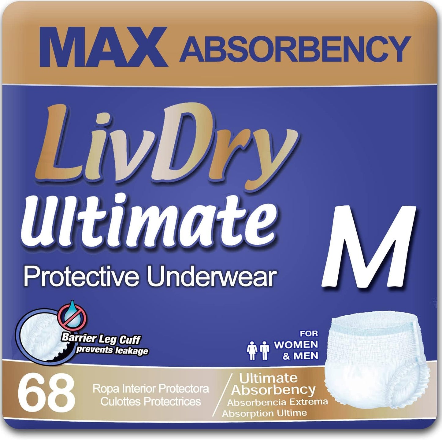 Max Absorbency 68-Pack Medium Incontinence Underwear