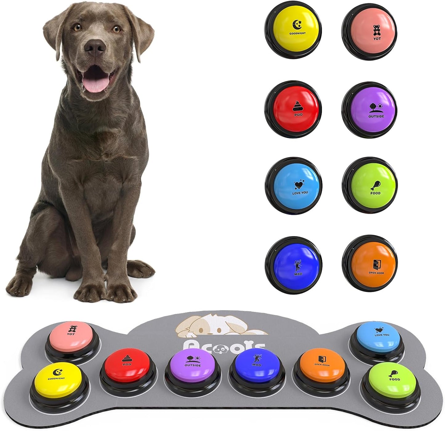 Dog Buttons for Communication: 8 Recordable Talking Set