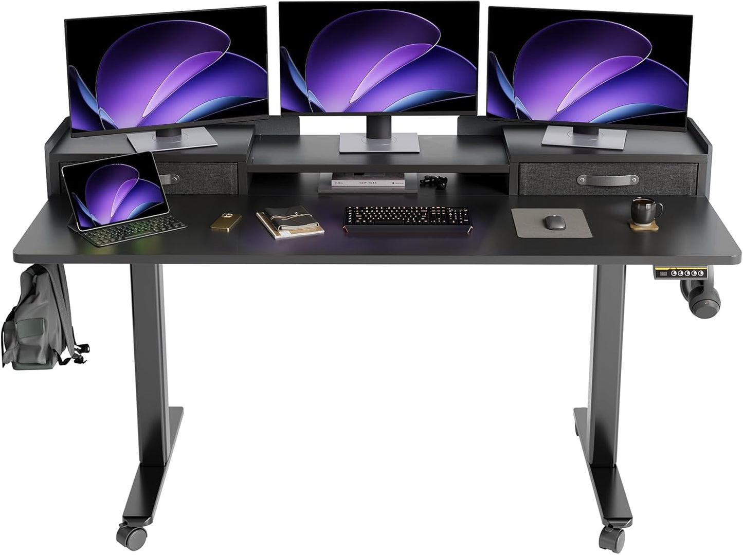 YDN 63 Inch Adjustable Height Standing Desk with Drawers