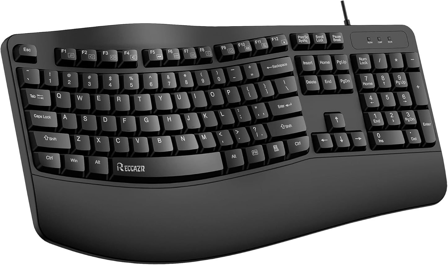 Wave Ergonomic Keyboard with Wrist Rest - Comfort & Efficiency